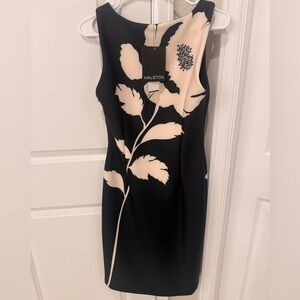 Halston Heritage Black Dress with Cream Floral Print